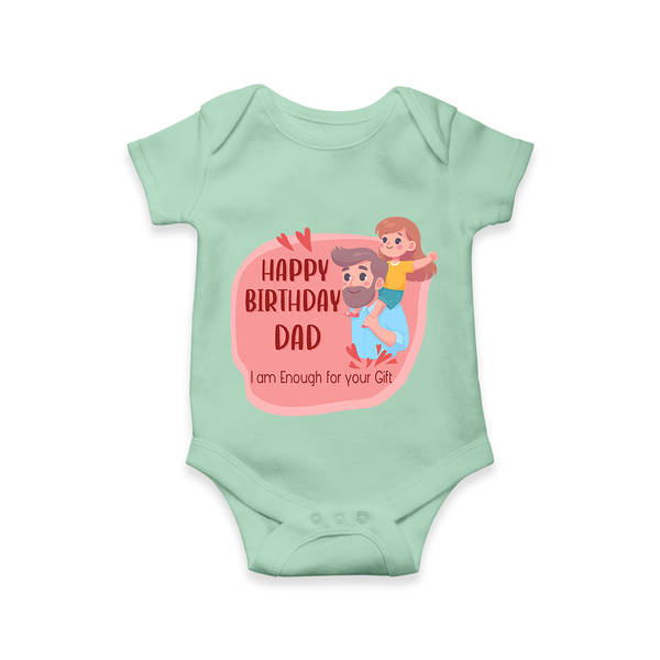 Romper/Onesie with Happy Birthday Dad Print | Ideal Keepsake for New Dads - MINT GREEN - 0 - 3 Months Old (Chest 16")