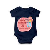 Romper/Onesie with Happy Birthday Dad Print | Ideal Keepsake for New Dads - NAVY BLUE - 0 - 3 Months Old (Chest 16")
