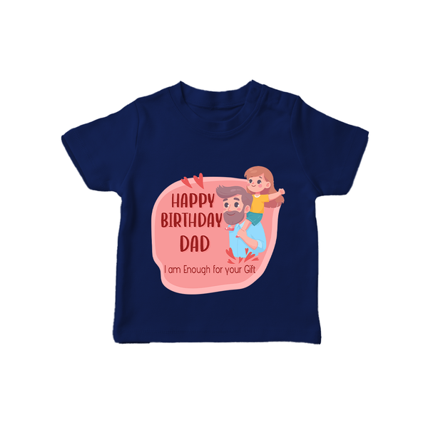 T-Shirt with Happy Birthday Dad Print | Ideal Keepsake for New Dads - NAVY BLUE - 0-5 Months Old (Chest 17")