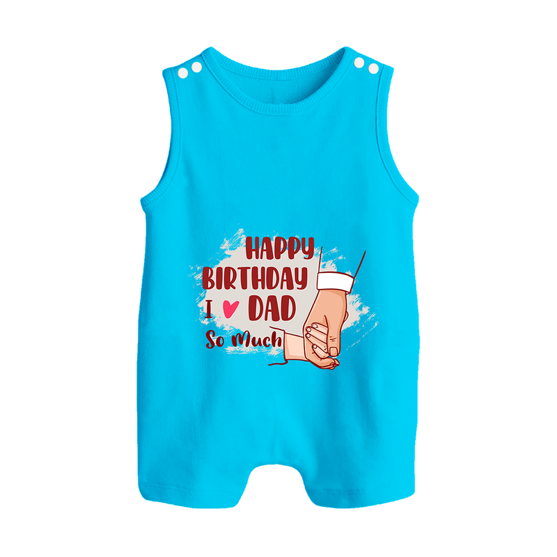 Baby's First Wish for Dad | Happy Birthday Romper/Sleeveless Romper | Adorable Baby Playsuit/Romper Suit Outfit - SKY BLUE - 0 - 5 Months Old (Chest 18")