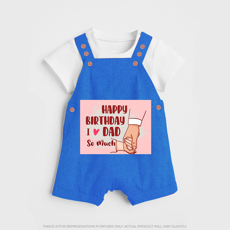 "Celebrate With Love - Baby Dungaree Set For DadÕs Birthday Bash" - COBALT BLUE - 0 - 5 Months Old (Chest 18")