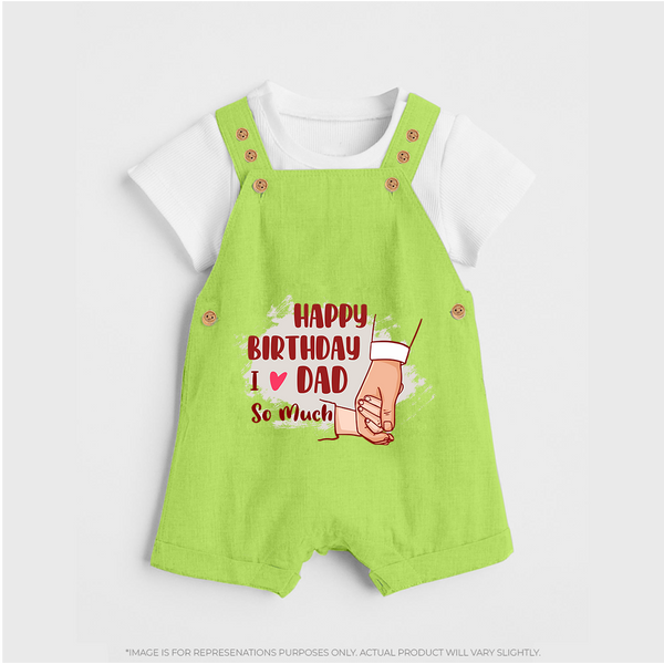 Baby's First Wish for Dad | Happy Birthday Dungaree Set | Adorable Baby Dungaree Set Outfit - GREEN - 0 - 5 Months Old (Chest 18")