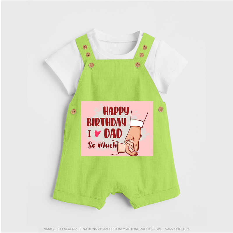 "Celebrate With Love - Baby Dungaree Set For DadÕs Birthday Bash" - GREEN - 0 - 5 Months Old (Chest 18")