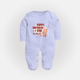Baby's First Wish for Dad | Happy Birthday Sleep Suit/Full Sleeve Romper | Adorable Baby Jumpsuit/Bodysuit Outfit - BABY BLUE - New Born (Chest 7.5")