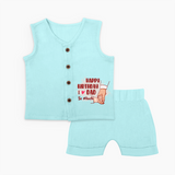 BabyÕs First Wish for Dad | Happy Birthday Jabla Set | Adorable Baby Jabla Set Outfit - BABY BLUE - 0 - 3 Months Old (Chest 9.8")