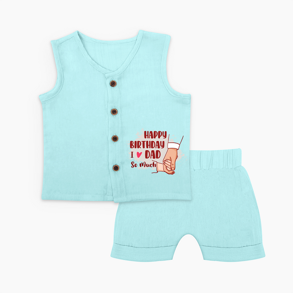 Baby's First Wish for Dad | Happy Birthday Jabla Set | Adorable Baby Jabla Set Outfit - BABY BLUE - 0 - 3 Months Old (Chest 9.8")