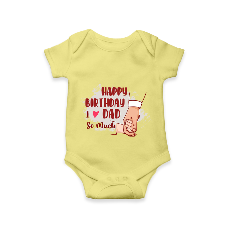 Baby's First Wish for Dad | Happy Birthday Romper | Adorable Baby Bodysuit/Onesie Outfit - PASTEL YELLOW - 0 - 3 Months Old (Chest 16")