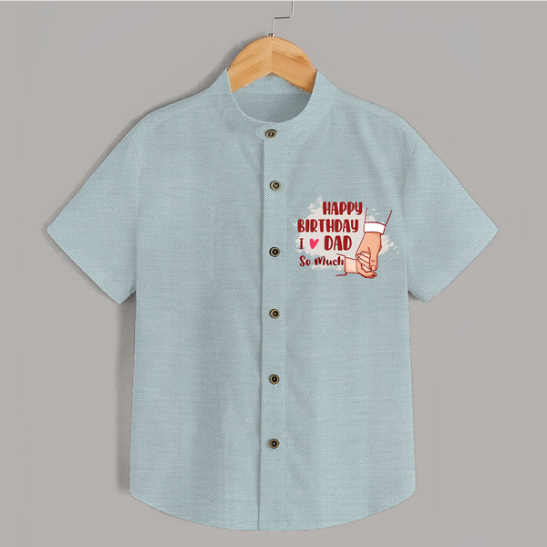Baby's First Wish for Dad | Happy Birthday Shirt | Adorable Baby Shirt Outfit - ARCTIC BLUE - 0 - 6 Months Old (Chest 23")