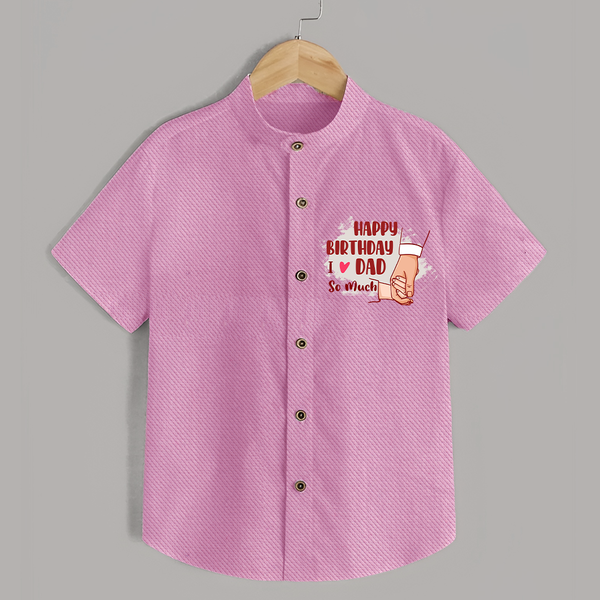 Baby's First Wish for Dad | Happy Birthday Shirt | Adorable Baby Shirt Outfit - BABY PINK - 0 - 6 Months Old (Chest 23")