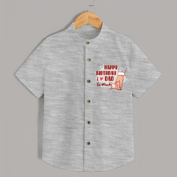 Baby's First Wish for Dad | Happy Birthday Shirt | Adorable Baby Shirt Outfit - GREY - 0 - 6 Months Old (Chest 23")