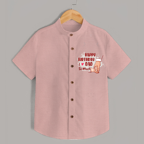 Baby's First Wish for Dad | Happy Birthday Shirt | Adorable Baby Shirt Outfit - PEACH - 0 - 6 Months Old (Chest 23")