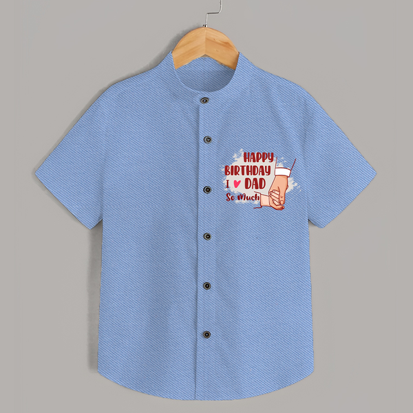 Baby's First Wish for Dad | Happy Birthday Shirt | Adorable Baby Shirt Outfit - SKY BLUE - 0 - 6 Months Old (Chest 23")