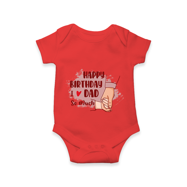 Baby's First Wish for Dad | Happy Birthday Romper | Adorable Baby Bodysuit/Onesie Outfit - RED - 0 - 3 Months Old (Chest 16")