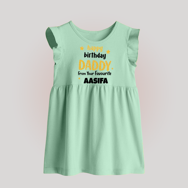 Baby's First Wish for Dad | Happy Birthday Baby Frock | Name Print Available - MINT GREEN - 0 - 3 Months Old (Chest 17")