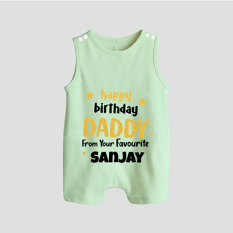 Baby's First Wish for Dad | Happy Birthday Romper/Sleeveless Romper | Name Print Available - MINT GREEN - 0 - 5 Months Old (Chest 18")