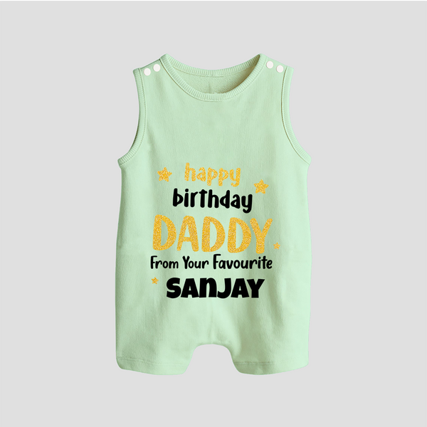 Baby's First Wish for Dad | Happy Birthday Romper/Sleeveless Romper | Name Print Available - MINT GREEN - 0 - 5 Months Old (Chest 18")
