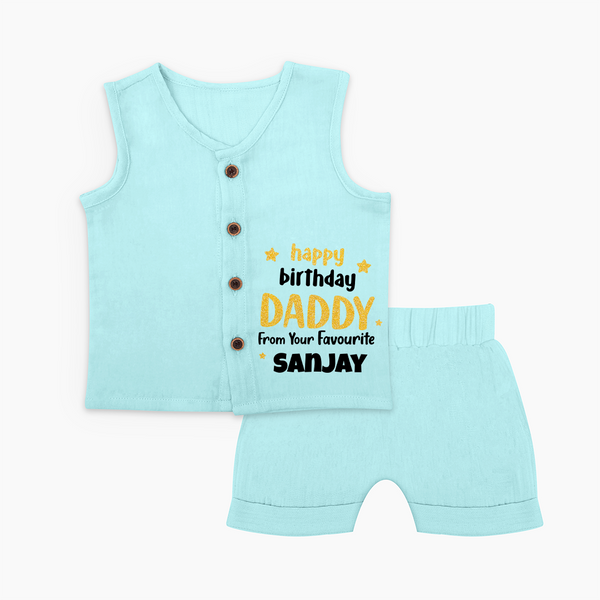 BabyÕs First Wish for Dad | Happy Birthday Jabla Set | Name Print Available - BABY BLUE - 0 - 3 Months Old (Chest 9.8")