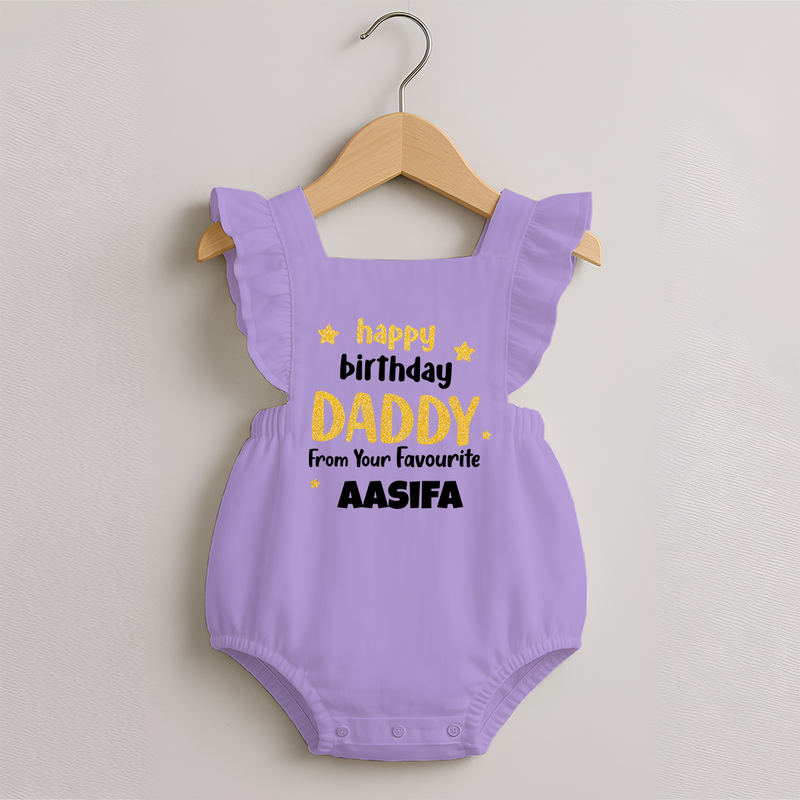 Baby's First Wish for Dad | Happy Birthday Romper Frock | Name Print Available - LILAC - 0 - 3 Months Old (Chest 19")