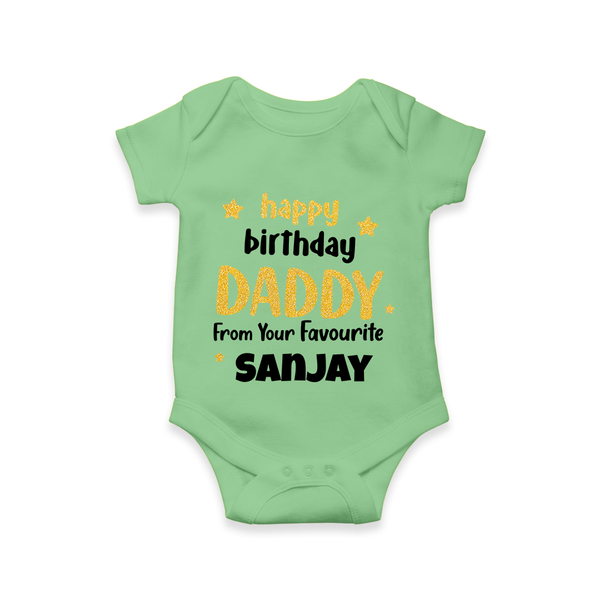 BabyÕs First Wish for Dad | Happy Birthday Romper/Onesie | Name Print Available - GREEN - 0 - 3 Months Old (Chest 16")