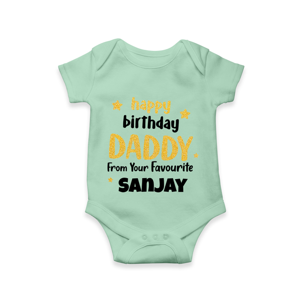 Baby's First Wish for Dad | Happy Birthday Romper/Onesie | Name Print Available - MINT GREEN - 0 - 3 Months Old (Chest 16")