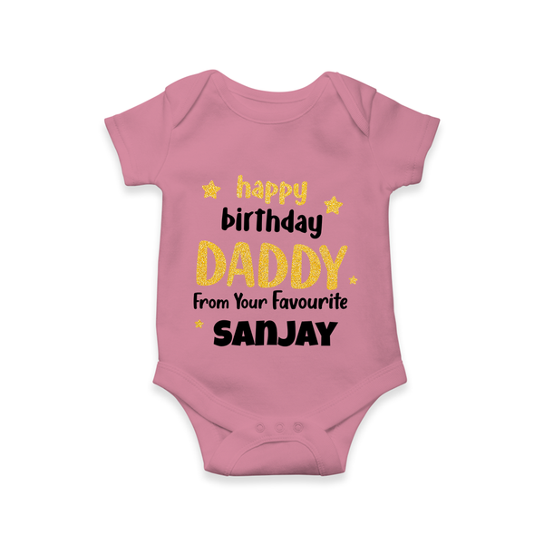 Baby's First Wish for Dad | Happy Birthday Romper/Onesie | Name Print Available - ONION - 0 - 3 Months Old (Chest 16")