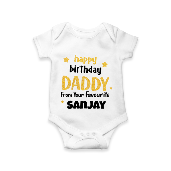 BabyÕs First Wish for Dad | Happy Birthday Romper/Onesie | Name Print Available - WHITE - 0 - 3 Months Old (Chest 16")