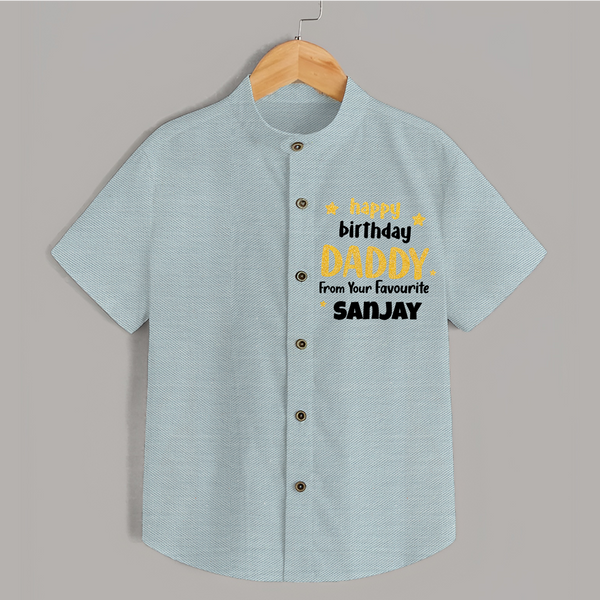Baby's First Wish for Dad | Happy Birthday Shirt | Name Print Available - ARCTIC BLUE - 0 - 6 Months Old (Chest 23")