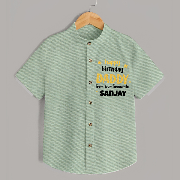 Baby's First Wish for Dad | Happy Birthday Shirt | Name Print Available - MINT GREEN - 0 - 6 Months Old (Chest 23")