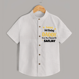 Baby's First Wish for Dad | Happy Birthday Shirt | Name Print Available - WHITE - 0 - 6 Months Old (Chest 23")