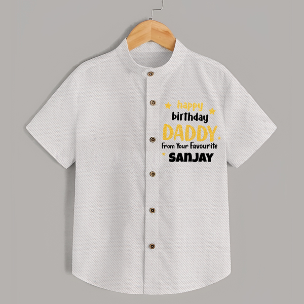 Baby's First Wish for Dad | Happy Birthday Shirt | Name Print Available - WHITE - 0 - 6 Months Old (Chest 23")