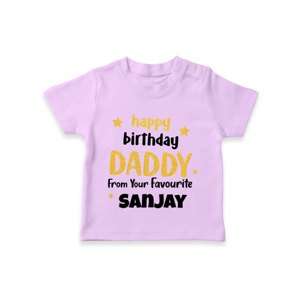 Baby's First Wish for Dad | Happy Birthday T-Shirt | Name Print Available - LILAC - 0-5 Months Old (Chest 17")
