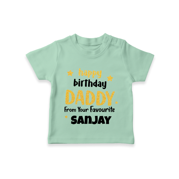 Baby's First Wish for Dad | Happy Birthday T-Shirt | Name Print Available - MINT GREEN - 0-5 Months Old (Chest 17")