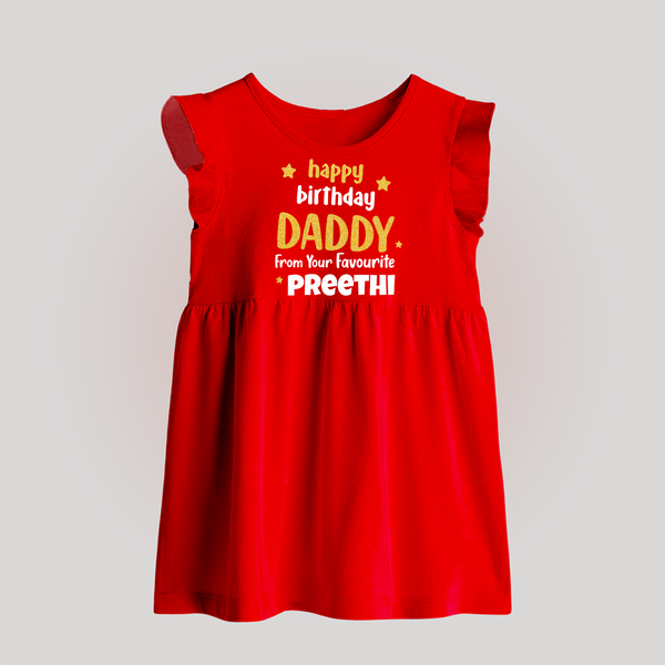 Baby's First Wish for Dad | Happy Birthday Baby Frock | Name Print Available - RED - 0 - 3 Months Old (Chest 17")
