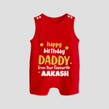 Baby's First Wish for Dad | Happy Birthday Romper/Sleeveless Romper | Name Print Available - RED - 0 - 5 Months Old (Chest 18")