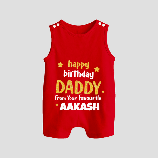Baby's First Wish for Dad | Happy Birthday Romper/Sleeveless Romper | Name Print Available - RED - 0 - 5 Months Old (Chest 18")