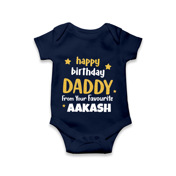 BabyÕs First Wish for Dad | Happy Birthday Romper/Onesie | Name Print Available - NAVY BLUE - 0 - 3 Months Old (Chest 16")