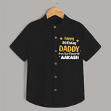 Baby's First Wish for Dad | Happy Birthday Shirt | Name Print Available - BLACK - 0 - 6 Months Old (Chest 23")