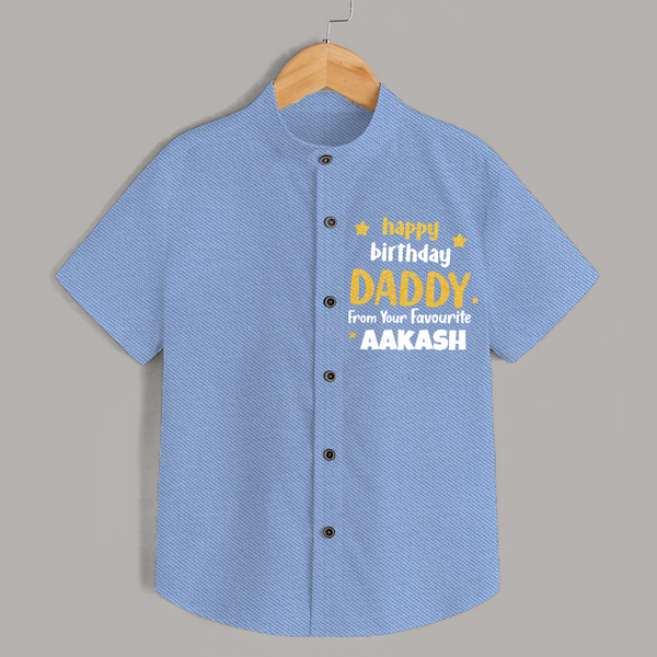 Baby's First Wish for Dad | Happy Birthday Shirt | Name Print Available - SKY BLUE - 0 - 6 Months Old (Chest 23")