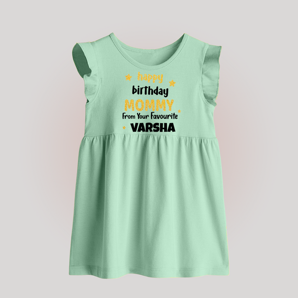 Baby's First Wish for Mom | Happy Birthday Baby Frock | Name Print Available - MINT GREEN - 0 - 3 Months Old (Chest 17")