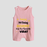 Baby's First Wish for Mom | Happy Birthday Playsuit/Romper Suit Romper | Name Print Available - BABY PINK - 0 - 5 Months Old (Chest 18")