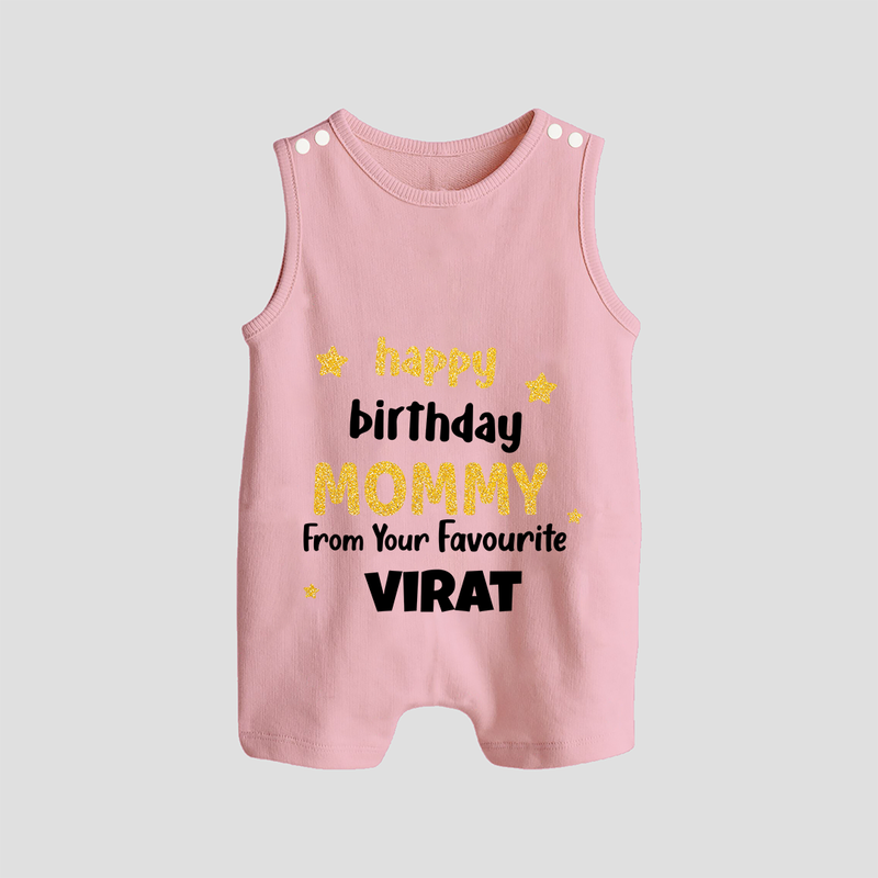 Baby's First Wish for Mom | Happy Birthday Playsuit/Romper Suit Romper | Name Print Available - BABY PINK - 0 - 5 Months Old (Chest 18")