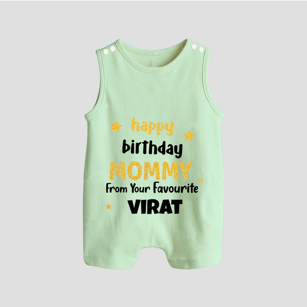 Baby's First Wish for Mom | Happy Birthday Playsuit/Romper Suit Romper | Name Print Available - MINT GREEN - 0 - 5 Months Old (Chest 18")