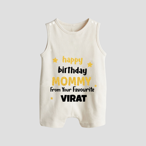 Baby's First Wish for Mom | Happy Birthday Playsuit/Romper Suit Romper | Name Print Available - WHITE - 0 - 5 Months Old (Chest 18")