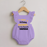 Baby's First Wish for Mom | Happy Birthday Romper Frock | Name Print Available - LILAC - 0 - 3 Months Old (Chest 19")