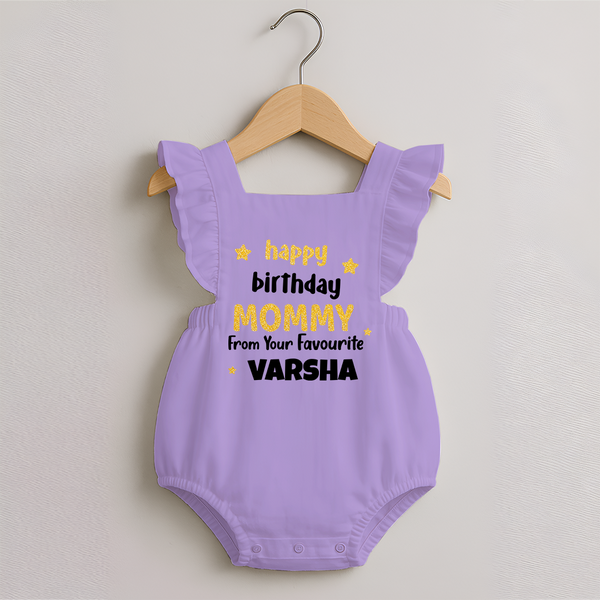 Baby's First Wish for Mom | Happy Birthday Romper Frock | Name Print Available - LILAC - 0 - 3 Months Old (Chest 19")