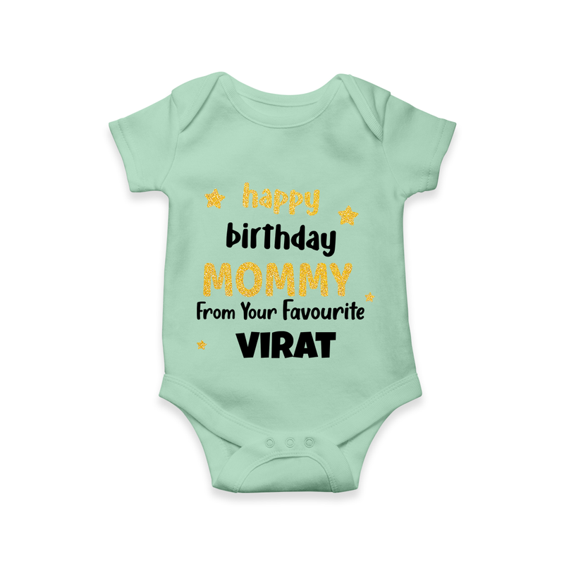 BabyÕs First Wish for Mom | Happy Birthday Bodysuit/Onesie | Name Print Available - MINT GREEN - 0 - 3 Months Old (Chest 16")