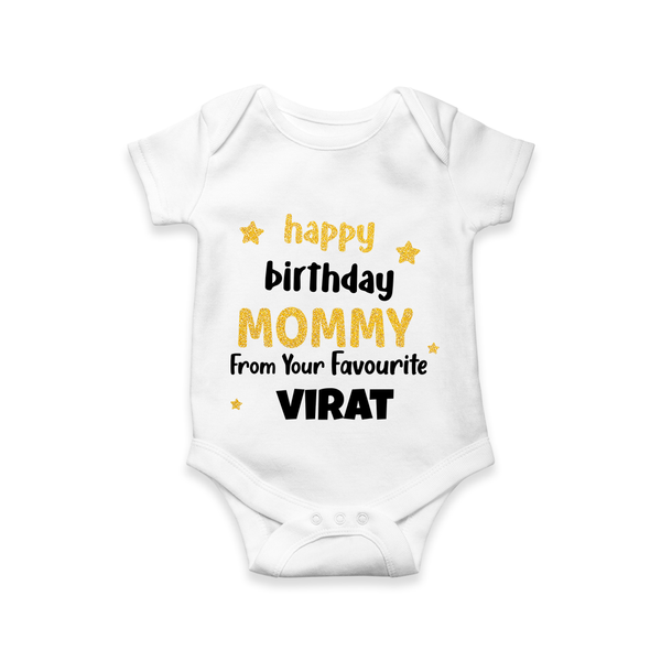 BabyÕs First Wish for Mom | Happy Birthday Bodysuit/Onesie | Name Print Available - WHITE - 0 - 3 Months Old (Chest 16")