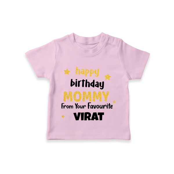 Baby's First Wish for Mom | Happy Birthday T-Shirt | Name Print Available - BABY PINK - 0-5 Months Old (Chest 17")