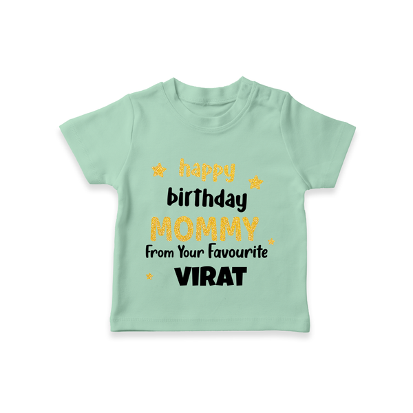 Baby's First Wish for Mom | Happy Birthday T-Shirt | Name Print Available - MINT GREEN - 0-5 Months Old (Chest 17")
