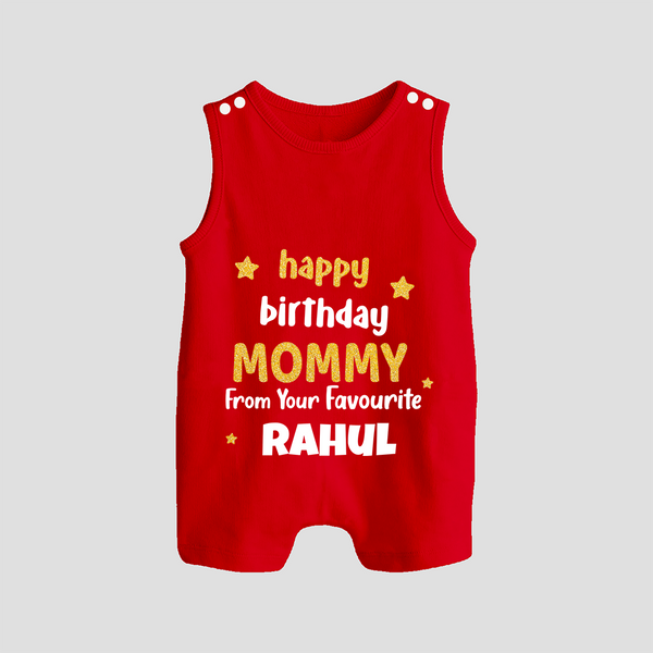 Baby's First Wish for Mom | Happy Birthday Playsuit/Romper Suit Romper | Name Print Available - RED - 0 - 5 Months Old (Chest 18")